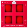 thumbnail image 1 of 4-Count Red Velvet-Feel Shatterproof Christmas Ornaments, 4.5", by Holiday Time, 1 of 5