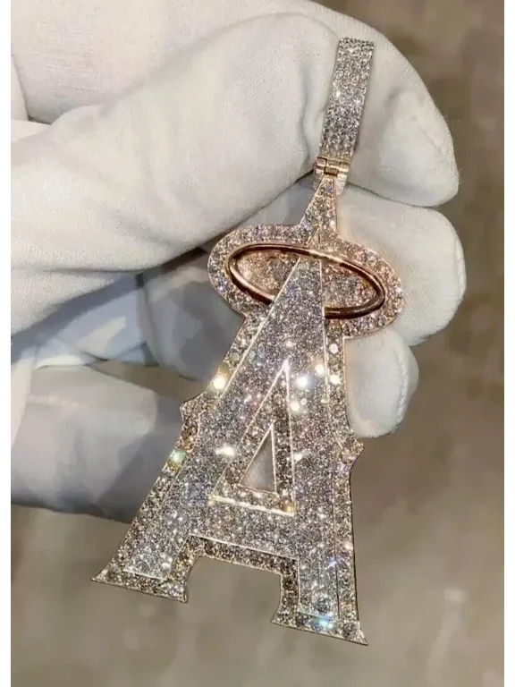 4CT Round Cut Lab Created Diamond Customize Letter A Pendant In 14K Yellow Gold Plated