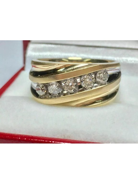 4CT Round Cut Lab Created Diamond Men's Wedding Band Ring 14K Yellow Gold Plated