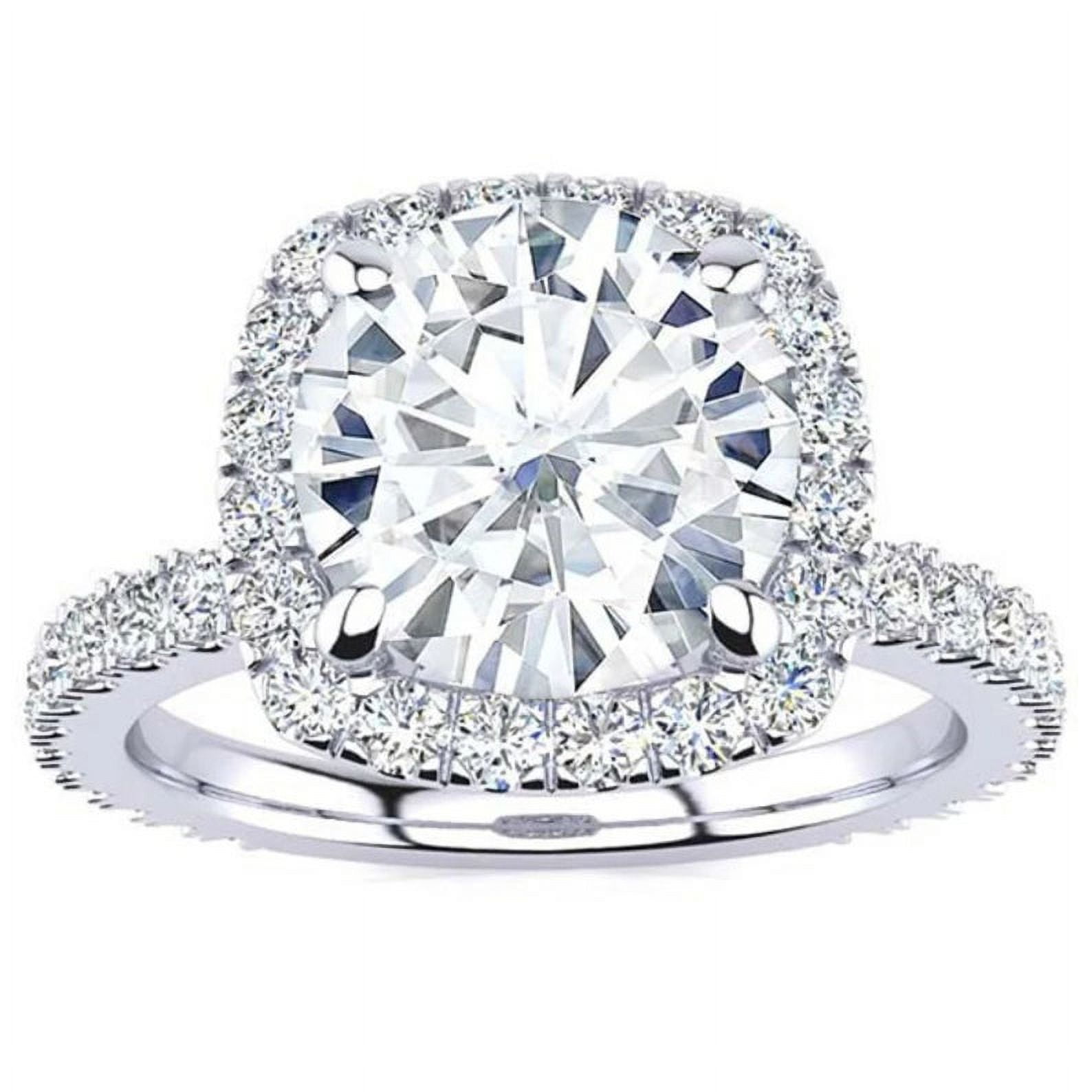 4CT Round Cut Lab Grown Diamond (VVS1/G-H) 14K White Gold Halo Ring Fine Jewelry for Women Gifts