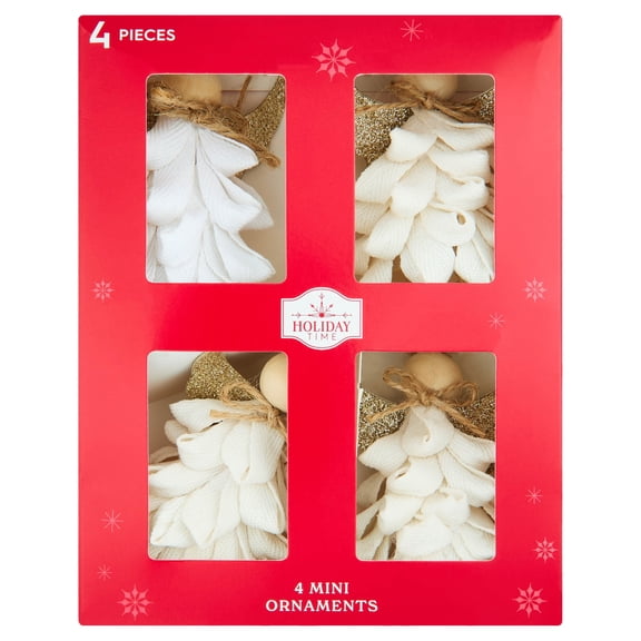 4-Count White Angel Mini Christmas Ornaments, 3.5", by Holiday Time