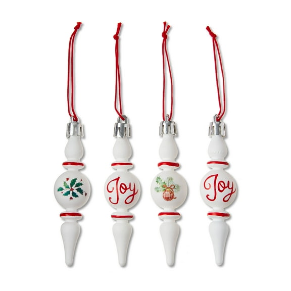 Red and White Mini Finial Christmas Ornaments, 3.5", 4 Count, by Holiday Time