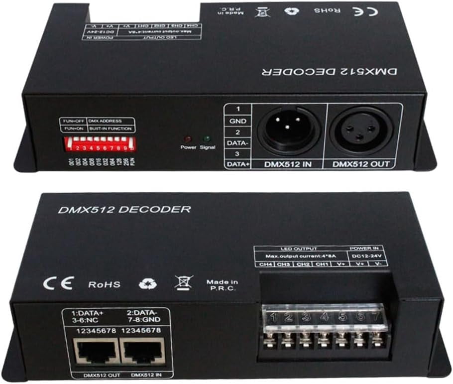 4Channel DMX Decoder Controller with Digital Display DC12V-24V 4X8A ...