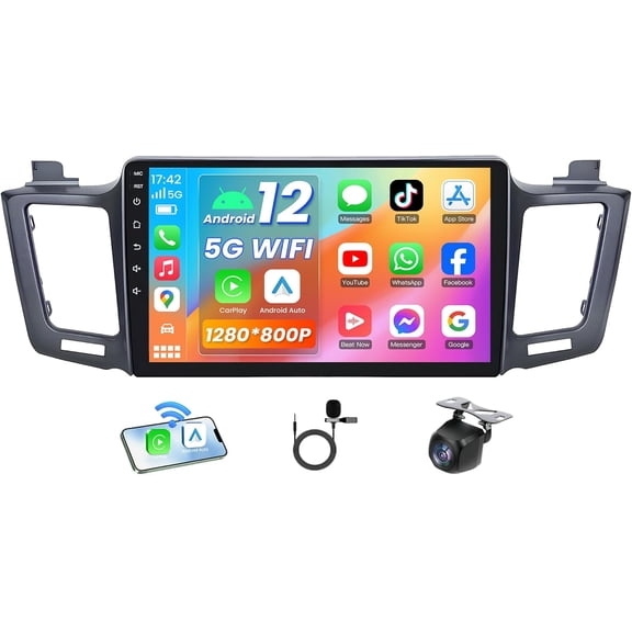 4Core 32G ROM Car Radio for Toyota RAV4 2013-2018: 10.1 inch 1280 * 800 HD Touchscreen Stereo with Wireless Carplay Android Auto 1080P Backup Camera Bluetooth WiFi GPS FM