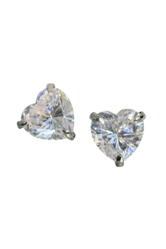 4Ct Heart Lab Grown Diamond Stud Earrings IGI VS1 F 14K White Gold