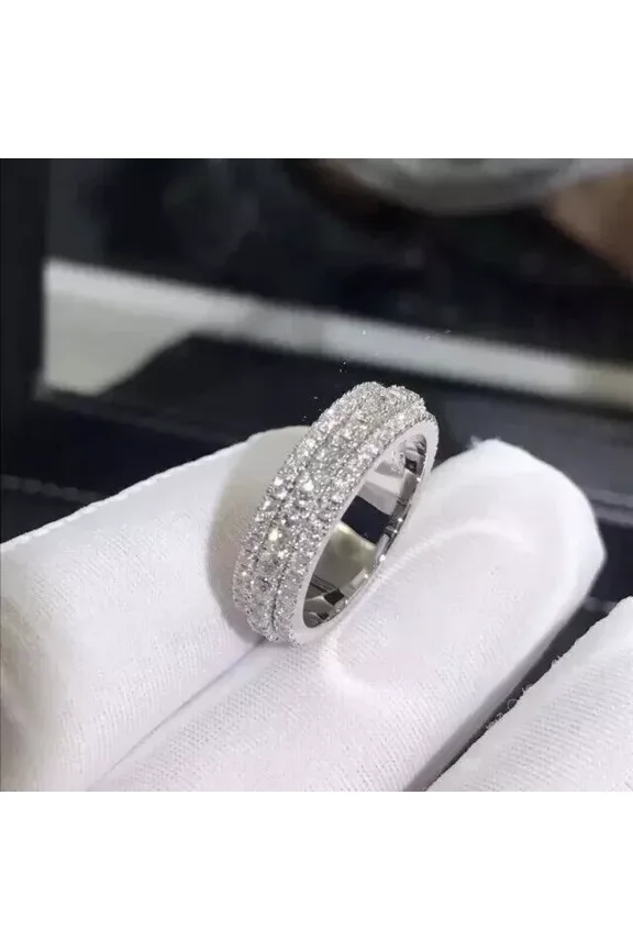 4Ct Lab Created Diamond Eternity 3-Row Wedding Band Ring 14k White Gold Plated