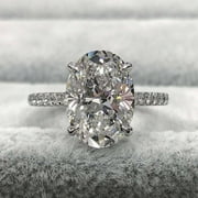 SOFIYA JEWELS 4Ct Oval Cut Lab Created Diamond Solitaire With Accents Engagement Ring 14K White Gold Plated 925 Silver