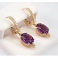 thumbnail image 1 of 4Ct Oval Cut Simulated Amethyst Women's Drop/Dangle Earrings 14K Yellow Gold Plated, 1 of 4