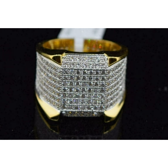 4Ct Round Cut Lab Created Diamond Men's Ring in 14K Yellow Gold Plated