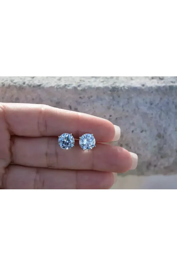 4Ct Round Cut Lab Created Diamond Solitaire Stud Earrings 14K White Gold Plated