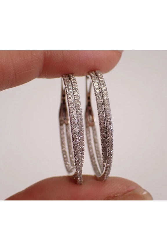 4Ct Round Cut Lab Created Diamond Women's Wedding Twist Infinity Hoop Earrings 14K White Gold Plated 925 Sterling Silver