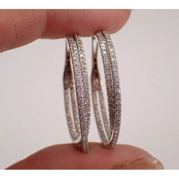 4Ct Round Cut Lab Created Diamond Women's Wedding Twist Infinity Hoop Earrings 14K White Gold Plated 925 Sterling Silver