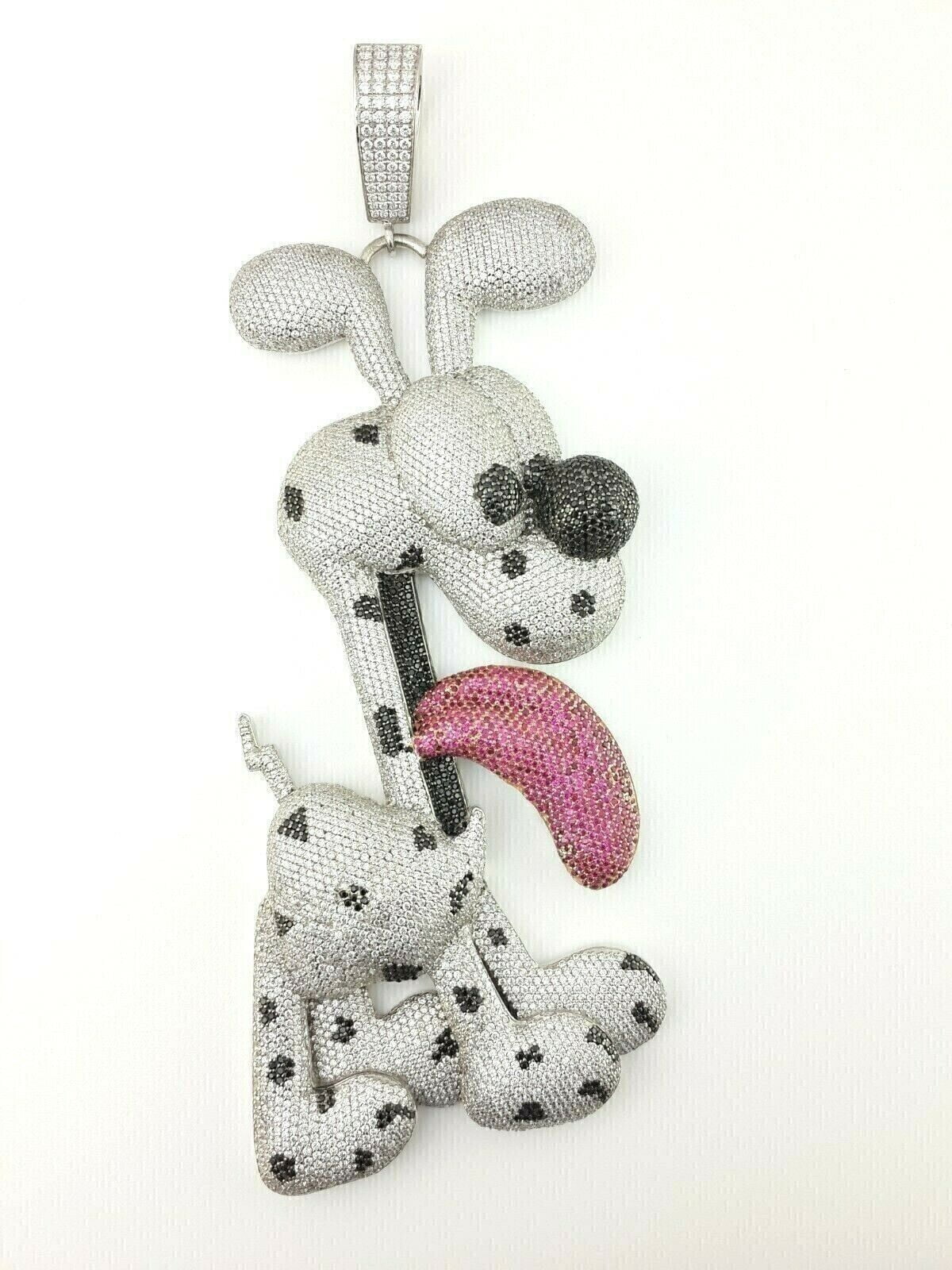 SHREE JEWELS 4Ct Round Cut VVS1 Diamond Cartoon Dog Charm Pendant 14K White Gold Finish