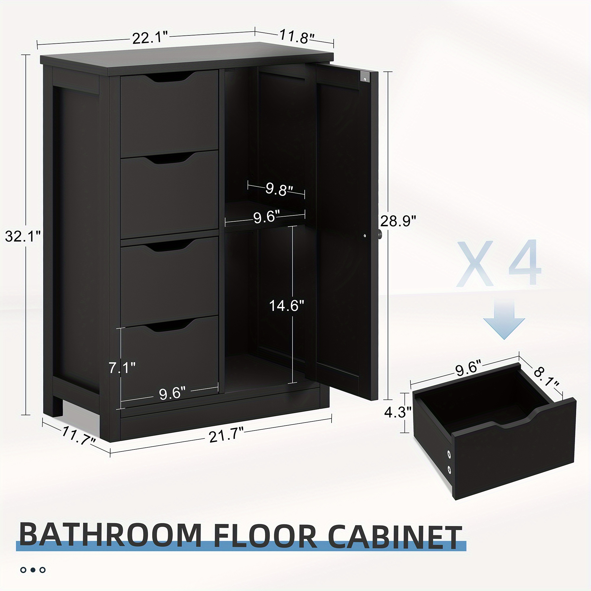 [4D 1D Wooden Cabinet] 4 Drawers 1 Door Wooden Floor Storage Cabinet ...