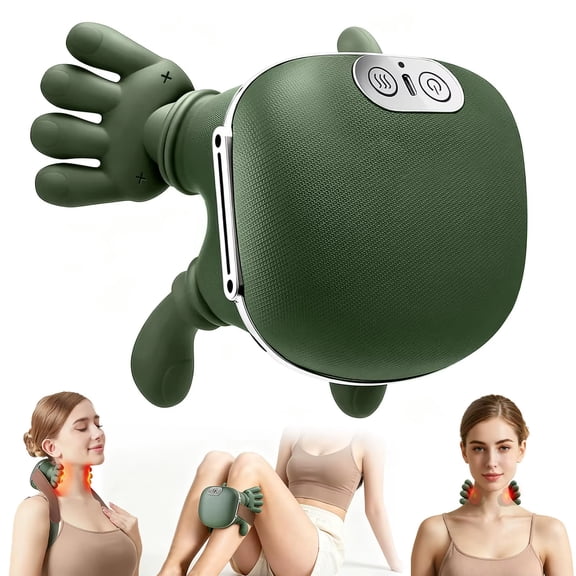 4D Bionic Finger Neck Shoulder Massager with Adjustable Heat, Cordless Portable Kneading Massage Device for Back Waist Leg