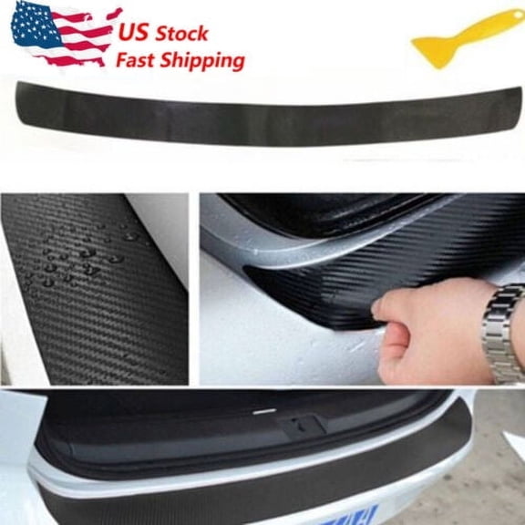 4D Black Sticker Rear Bumper Kit Guard Sill Plate Trunk Protector Trim Cover