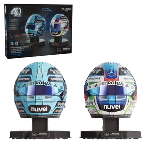 4D Build, Mercedes-AMG F1 Helmet Set 3D Puzzle Model Kit with Stands, Russell & Antonelli, Adult Puzzles, Building Toys, 182 Pieces, 3D Puzzles, Gift Ideas for Ages 12 & Up