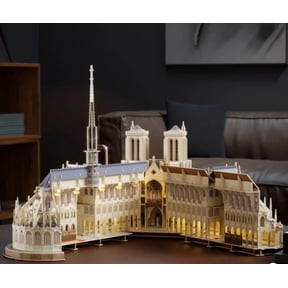 4D Build Notre Dame 3D Model Kit Puzzle with LED Lights