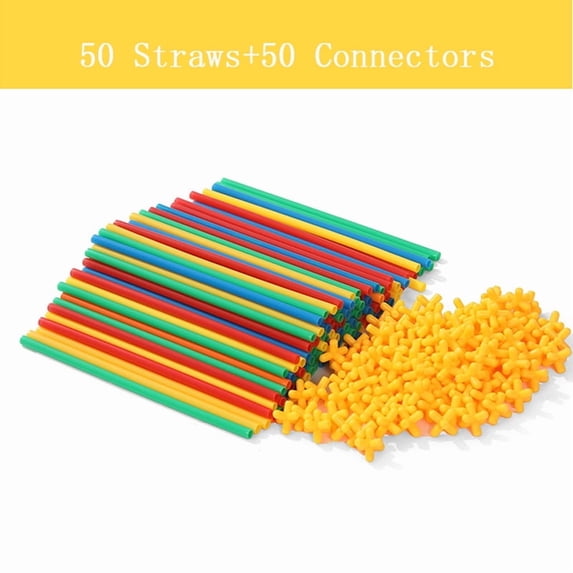4D Building Straws and Connectors for Kids Educational Interlocking Plastic Toys Building Blocks for Children