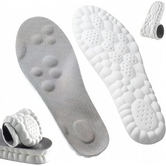 4D Cloud-Feel Insoles, Unisex, Memory Foam Boot Insoles, Comfortable and Breathable, Arch Support, Trimmable to Fit All Shoe Types.