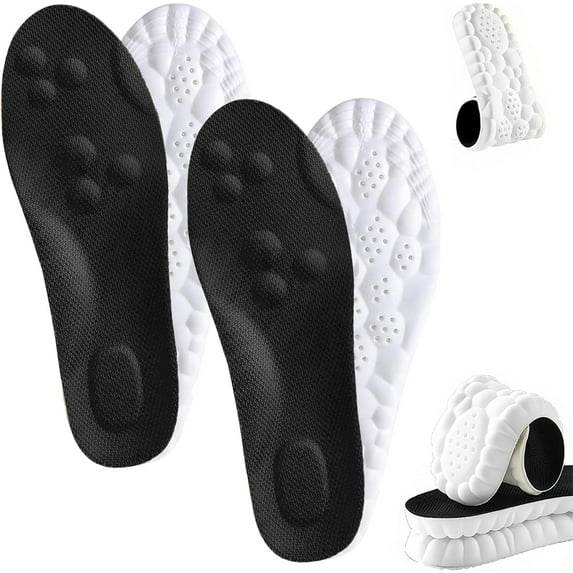 4D Cloud-Feel Insoles, Unisex, Memory Foam Boot Insoles, Comfortable and Breathable, Arch Support, Trimmable to Fit All Shoe Types.
