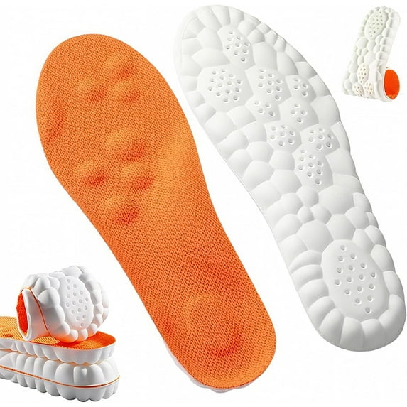 4D Cloud-Feel Insoles, Unisex, Memory Foam Boot Insoles, Comfortable and Breathable, Arch Support, Trimmable to Fit All Shoe Types.
