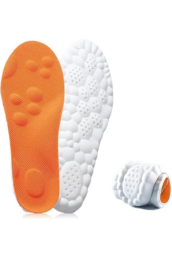 4D Cloud Insoles for Men Women, Breathable Memory Foam Cloud Massage Insoles, Enhanced Arch Support & Cushioned Comfort,Relief Foot Pain,Fits All Shoe Types