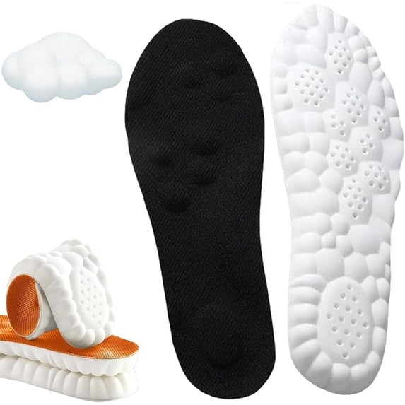 4D Cloud Insoles for Men Women, Breathable Memory Foam Cloud Massage Insoles, Enhanced Arch Support & Cushioned Comfort,Relief Foot Pain,Fits All Shoe Types