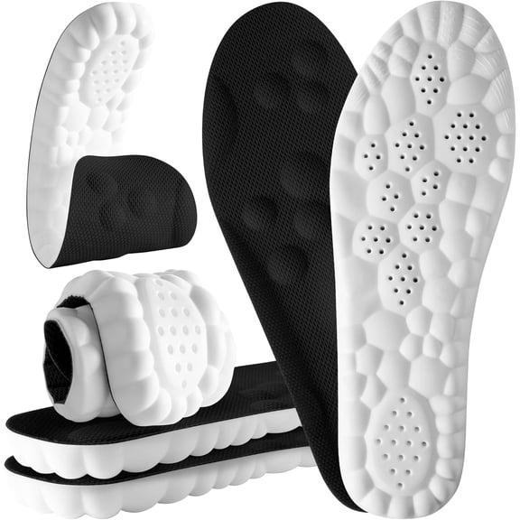 4D Cloud  Insoles for Men and Women - Shock Absorption Inserts, Soft Anti-Fatigue, Relieve Foot Pain, Memory Foam Insoles for Shoes, Boots & Sneakers (Orange, Men: US 7-10/ Women: US 8.5-12)
