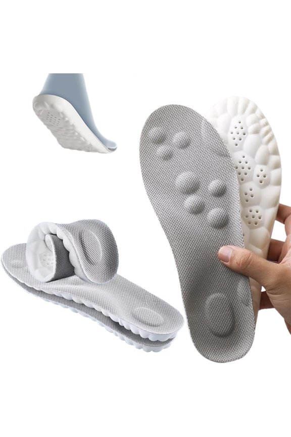 4D Cloud-Like Comfort Soles, Comfortable and Breathable Massage Shoe Inserts with Arch Support, Suitable for Relieve Foot Fatigue, Adjustable Size