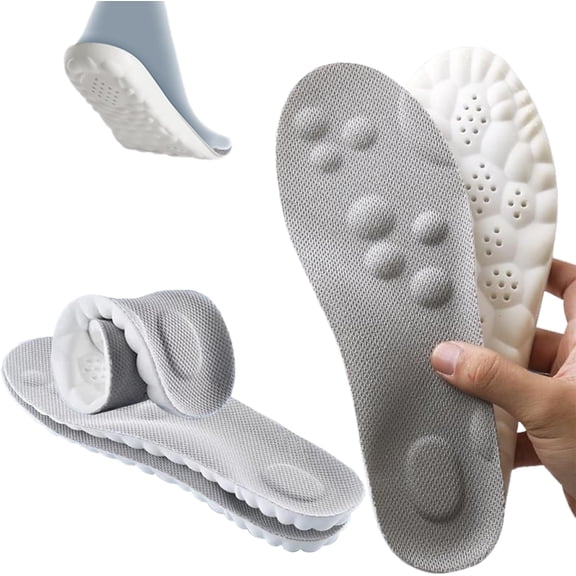4D Cloud-Like Comfort Soles, Comfortable and Breathable Massage Shoe Inserts with Arch Support, Suitable for Relieve Foot Fatigue, Adjustable Size