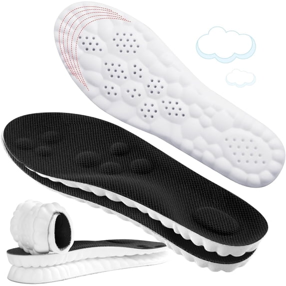 4D Cloud-Like Comfort Soles for Women - Soft Memory Foam Cushioning Insoles - Trim to Fit Steppers Insoles with Arch Support for Foot Pain Relief and Fatigue Reduction Black - 1 Pair