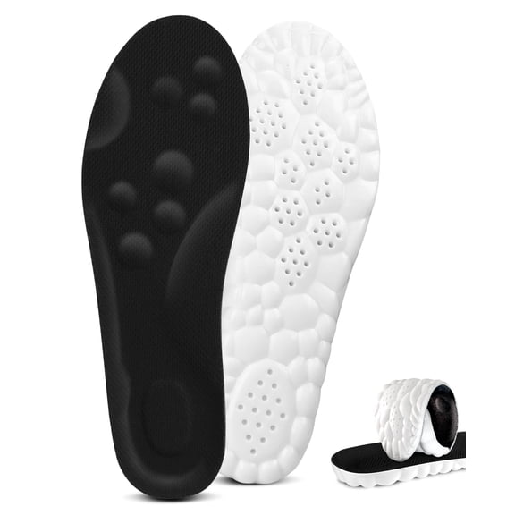 4D Cloud Shoe Insoles for Men and Women, Green and White, Anti-Fatigue, Shock Absorption, Breathable, One Size Fits Most
