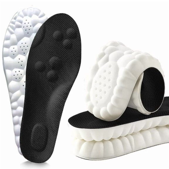 4D Cloud Tech U Shaped Memory Foam Insoles For Adult Daily Sports Work Foot Care Assorted Solid Colors 1 Pair Shock Absorbing Arch Support Anti Fatigue Shoe Insert Pads