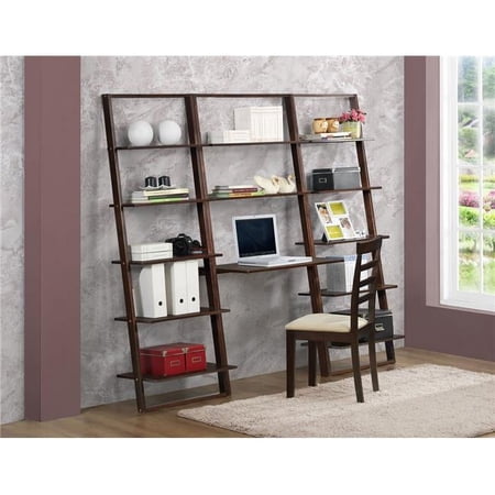 4D Concepts Arlington Desk with Two Wall Bookcases - Dark Cappuccino