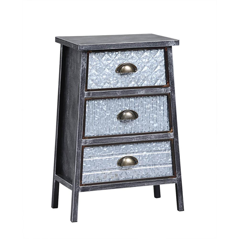 4D Concepts Armata 3 Drawer Metal Accent Chest in Gray