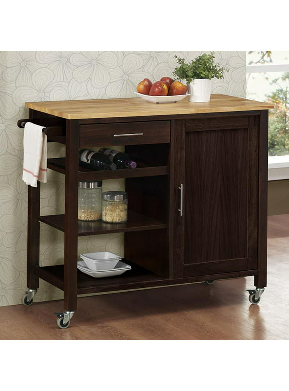 4D Concepts Calgary Kitchen Cart with Wood Top