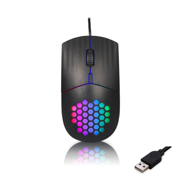 4D Corded Color Backlits Mouse Lightweight Ergonomic DPI1600 Adjustment Honeycomb Shell Mouse For Gamers Office Use