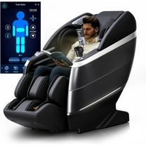 4D Full Body Massage Chair, 166° Flexible Track, 18 Modes, 11 Techniques, 36 Airbag, with Yoga Stretch, Foot Massage, Zero Gravity Recliner（Black