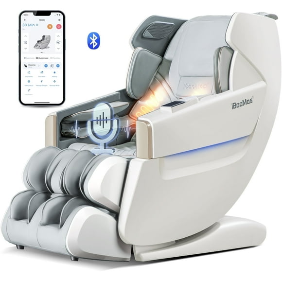 4D Full Body Massage Chair Zero Gravity Shiatsu Recliner,SL Track Massage Chair with Heating,Leg Auto Extension,Bluetooth,AI Voice and APP Controller,White