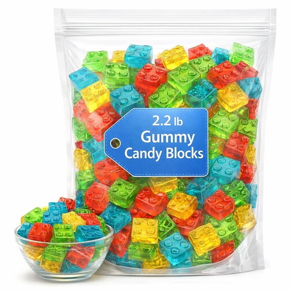 4D Gummy Candy Blocks, Fruity Chewy Assorted Gummies, 2.2 Pound Bag
