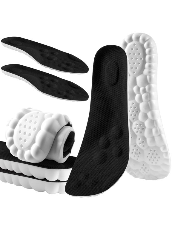 4D Kvmzazn Insoles for Men Women - Memory Foam Arch Support Inserts for Heel & Foot Comfort, Shock Absorption Cushioned Insoles for Standing, Running, Work Boots & Sneakers