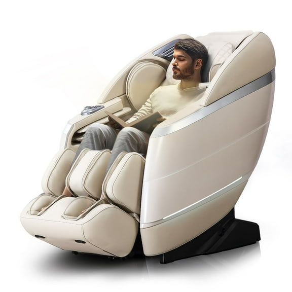4D Massage Chair, 166° Flexible Track Shiatsu Full Body, 18 Modes, 11 Technique, 36 Airbag, with Yoga Stretch, Foot Massage, Zero Gravity Massage Recliner, Beige