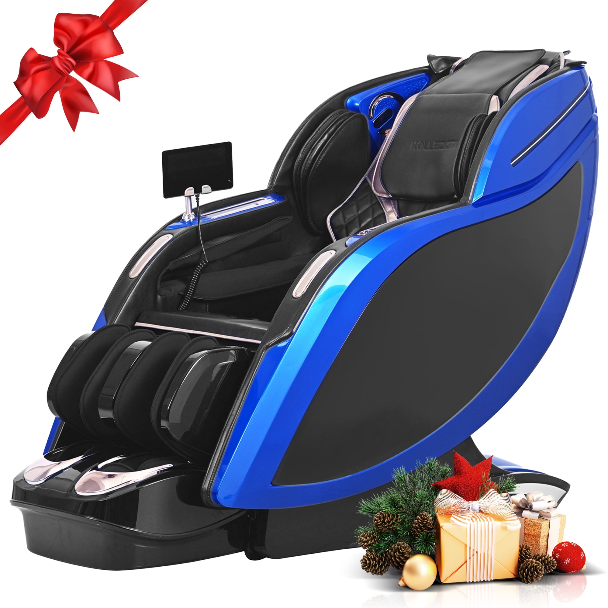 4D Massage Chair Zero Gravity Full Body Shiatsu Stretch SL Track, 12 Auto Modes & 6 Massage Techniques, Heating, AI Vioce, Electric Calf-rest Extension, Black and Blue