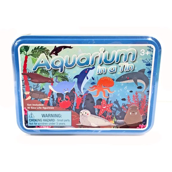 4D Master Aquarium in A Tin - Sea Creature Playset Figurines Home Decor Statue Collectibles for Kids