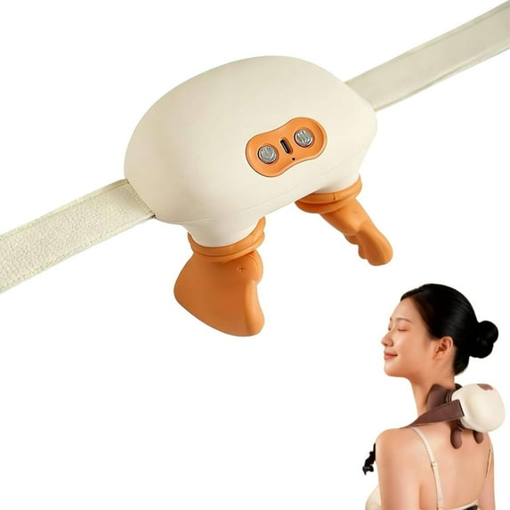 4D Neck Massager,Shoulder Hot Compress Massager suitable for relieving neck pain and relaxing muscles,with 3 adjustment modes(Orange)