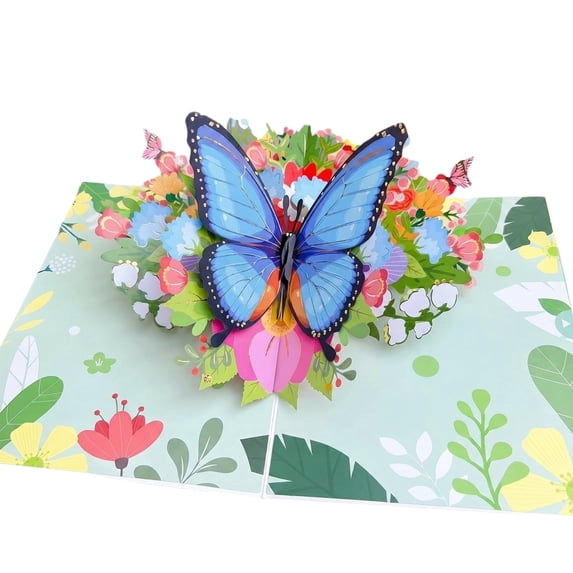 3D Pop Up Butterfly Greeting Card, Handmade Floral Butterfly Pop-Up Card for Wife, Husband, Girlfriend, Mom, Dad, Mother, Father (Birthday Card, Get Well, Thank You, Anniversary)