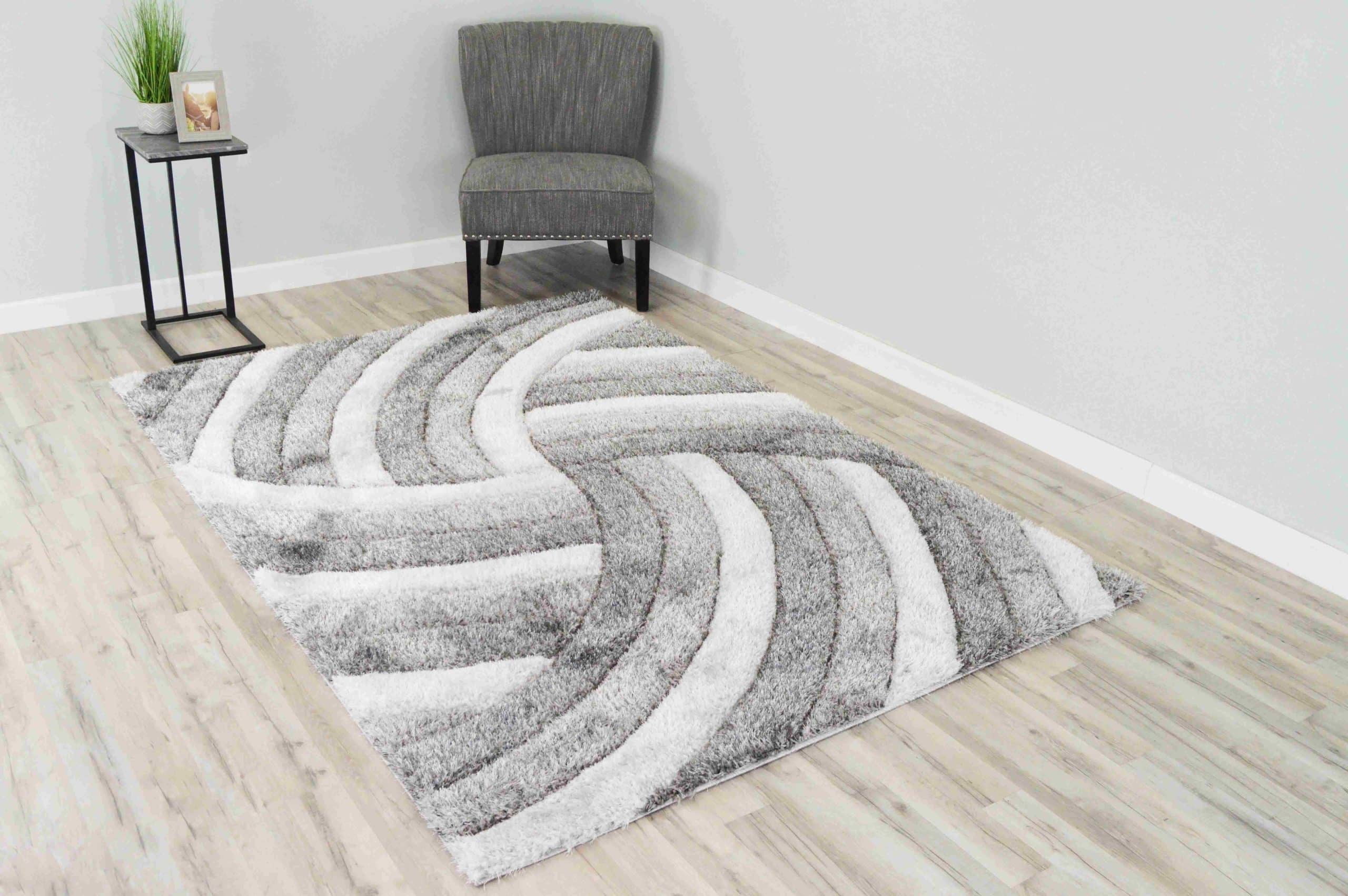 4D Shaggy Rug Hand Carved Plush Thick Modern Contemporary Abstract For ...
