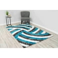 thumbnail image 1 of Planet Rugs Shaggy Plush Rug 5'2" x 7'5" Modern Turquoise Abstract Pattern, 1 of 8