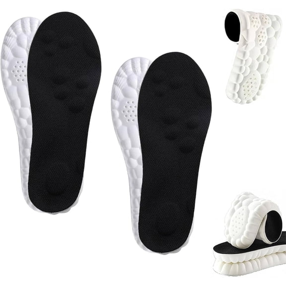 4D Shoe Cloud Insoles for Men Women, Breathable Memory Foam Shoe Inserts with Arch Support, Massage Cushion Insoles Trim to Fit Sneakers Boots for Daily Walking Work